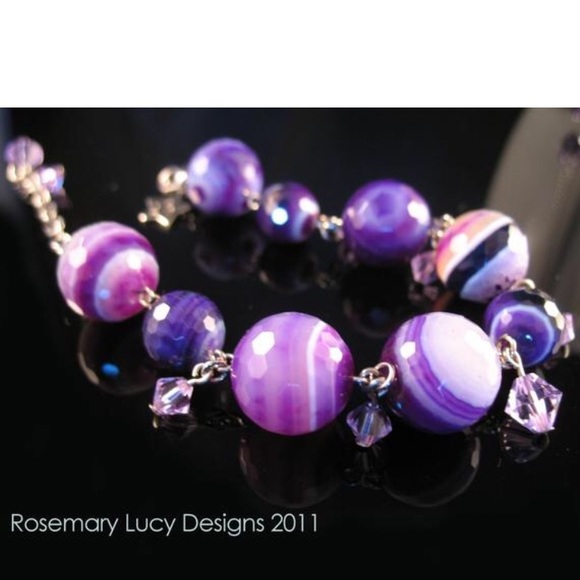 Purple Brazilian agate Swarovski bracelet - Picture 2 of 7